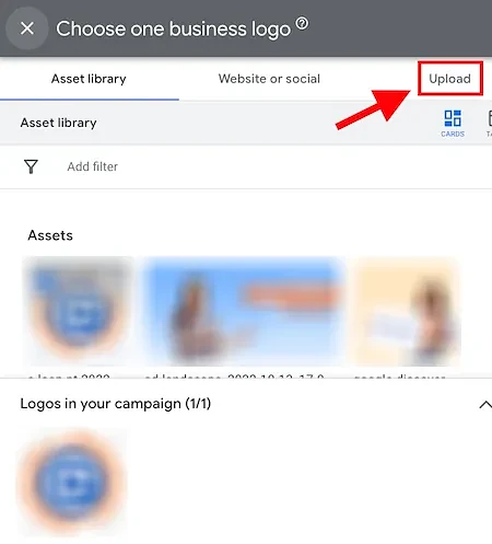 Upload business logo