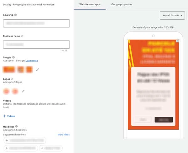 Responsive Display Ad edit screen in Google Ads