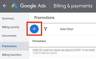 Add promotional code button