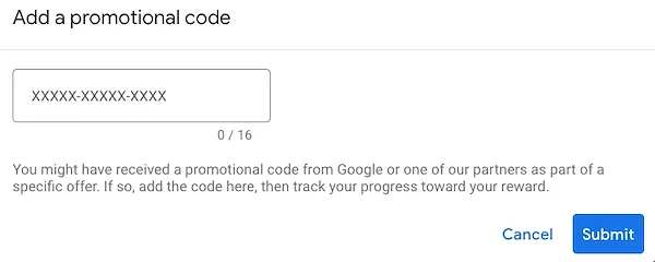 Add promotional code