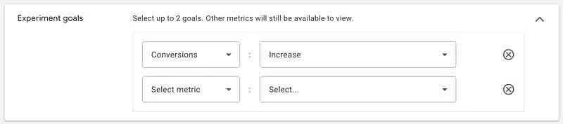 Select experiment goals