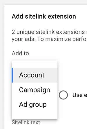 Sitelink extension level