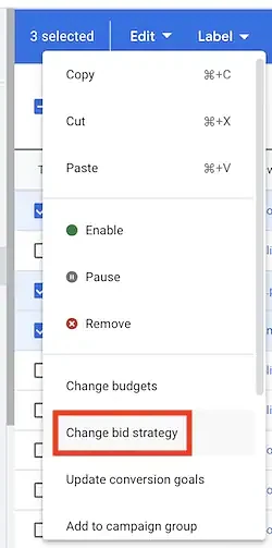 Change bid strategy