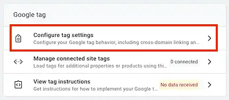 Configure tag settings