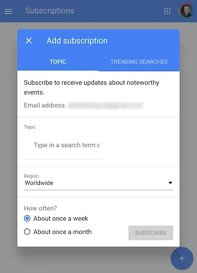 Google Trends subscriptions