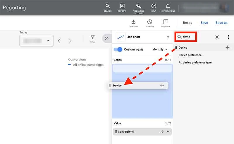 Drag and drop dimensions