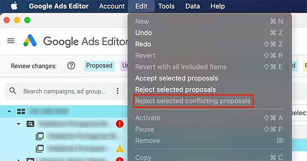 Reject selected conflicting proposals