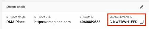 Stream details, measurement id number