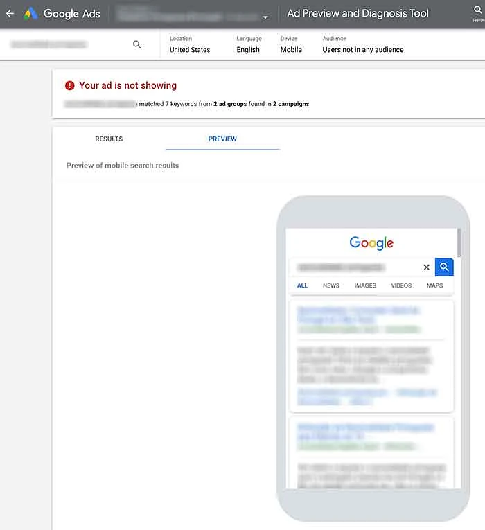 Your ad is not showing