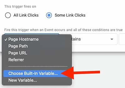Choose built in variable