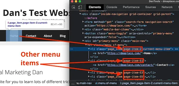 Find the CSS Class of the element