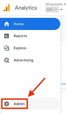 Google Analytics 4 Admin menu