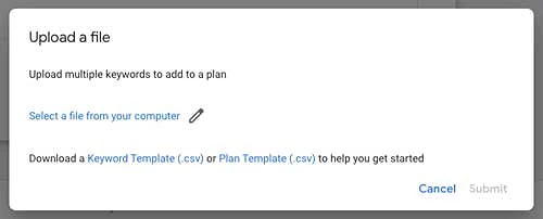 Upload multiple keywords