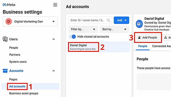 Add yourself to an ad account in Business Manager
