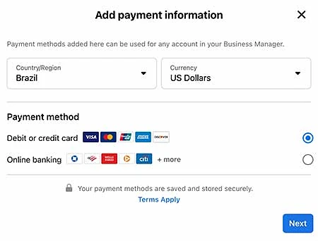 Add credit card details