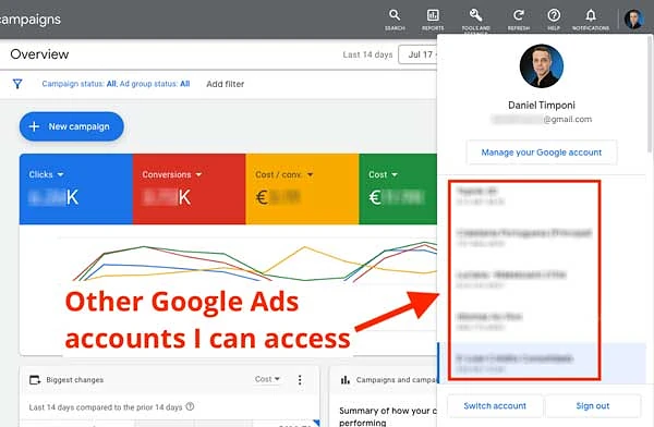 Other Google Ads accounts I can access