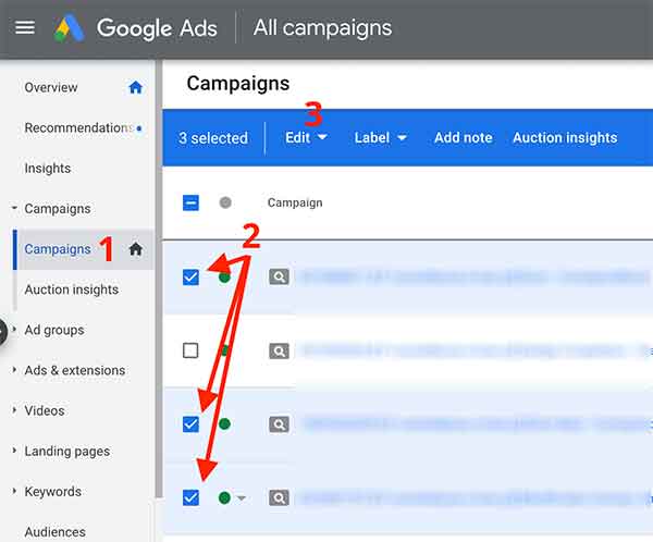 Copy campaigns in Google Ads