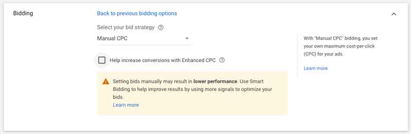 Manual CPC warning