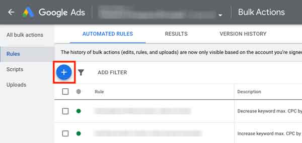 Add new automated rule in Google Ads
