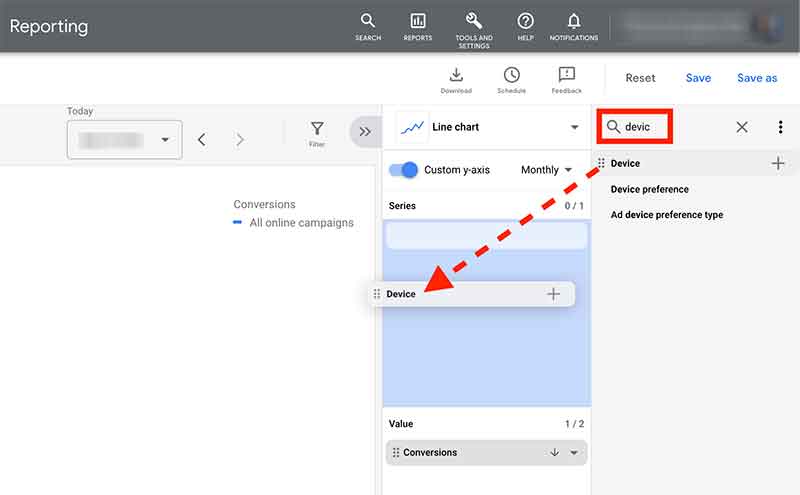 Drag and drop dimensions