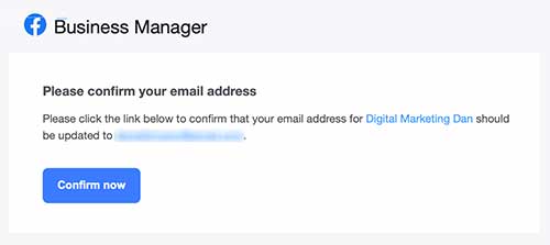 Facebook Business Manager verification email