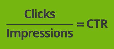 CTR formula: clicks divided by impressions