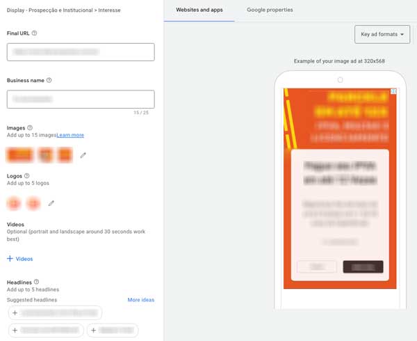 Responsive Display Ad edit screen in Google Ads