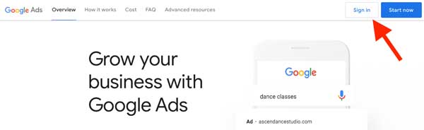 Google Ads sign in