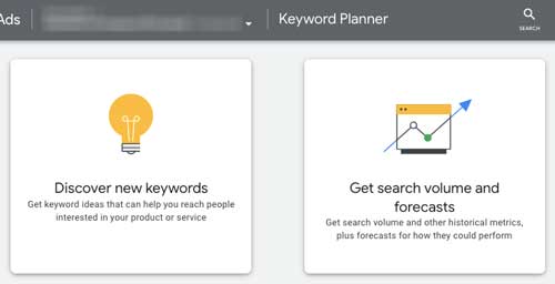 Keyword Planner options