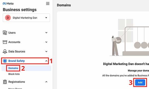 Verify domain in Business Manager