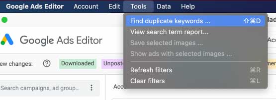 Find duplicate keywords