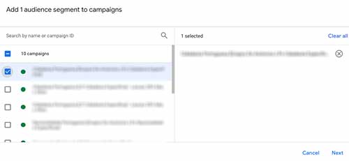 Add audience segment to campaigns