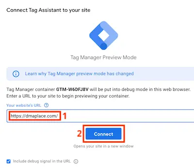 Connect Tag Assistant to site