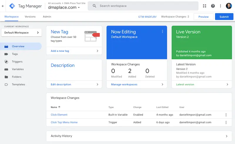 Google Tag Manager interface