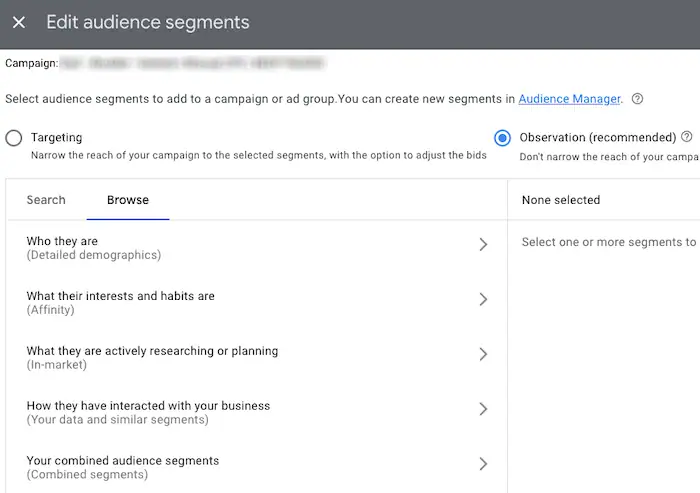 Edit audience segments