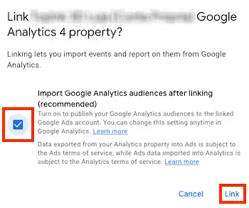 Link GA4 property