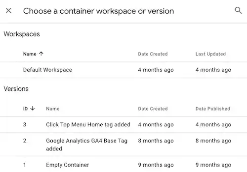 Choose container version