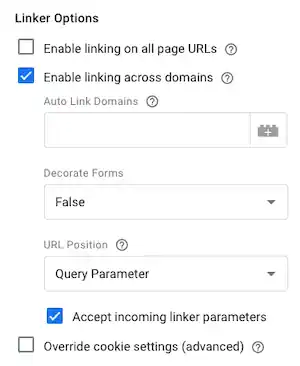 Enable linking across domains options