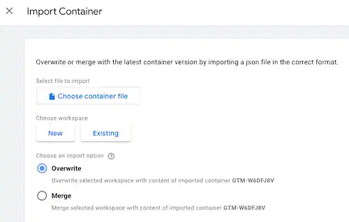 Import container options