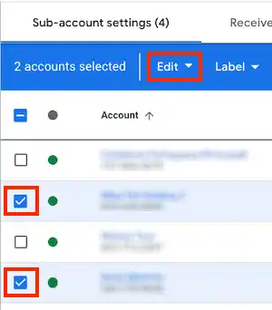 Select accounts