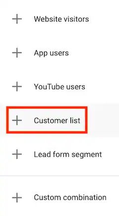 Customer list option