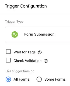 tag manager form submission trigger