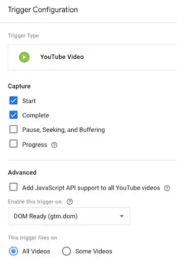 tag manager youtube video trigger