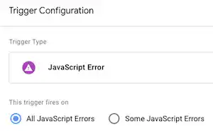 tag manager javascript error trigger